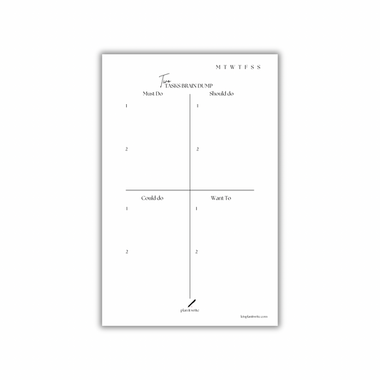 Two Tasks Undated Brain Dump Notepad A5