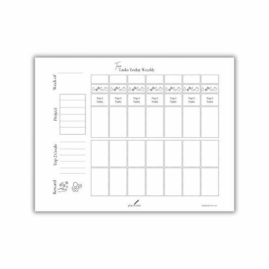 Two Tasks Today Undated Weekly Deskpad 8.5 x 11