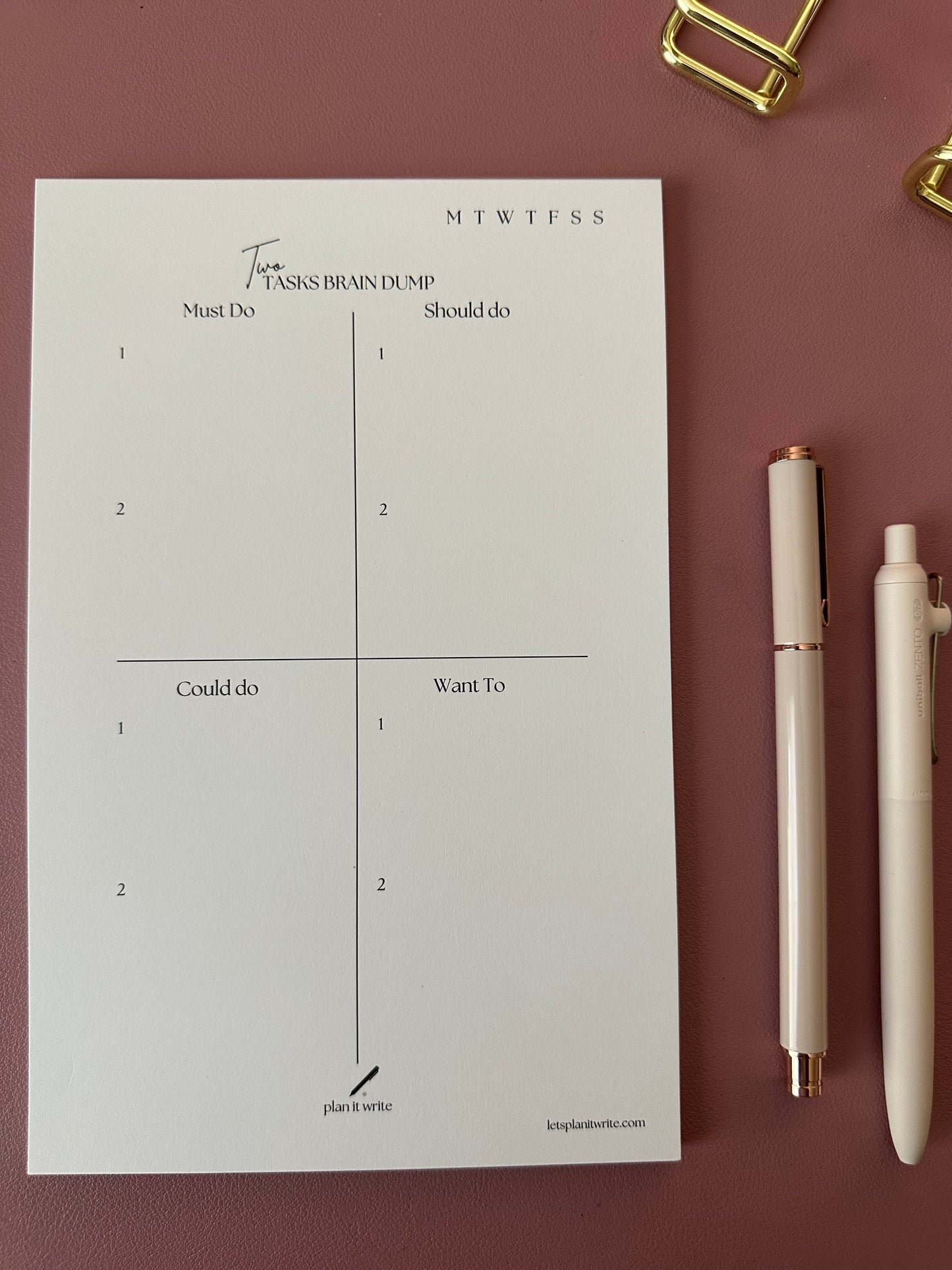 Two Tasks Undated Brain Dump Notepad A5