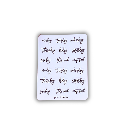 Weekday Script Stickers
